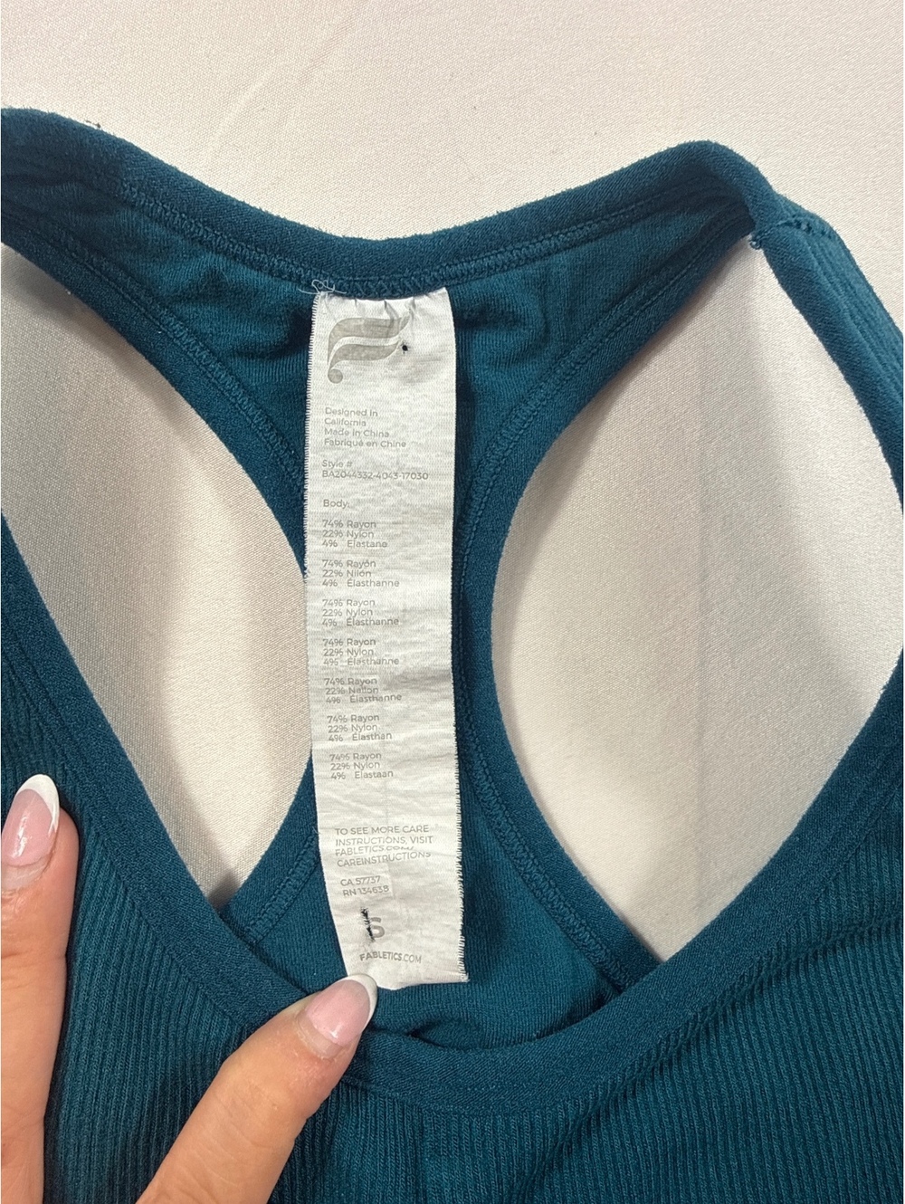 Athleta Teal Blue Ribbed Racerback Sports Bra Size Small - Picture 2 of 4